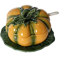 Supernova Decoracion Ceramica Calabaza Amarilla- sopera:ø28x20 Cm Plato:ø33 Cm